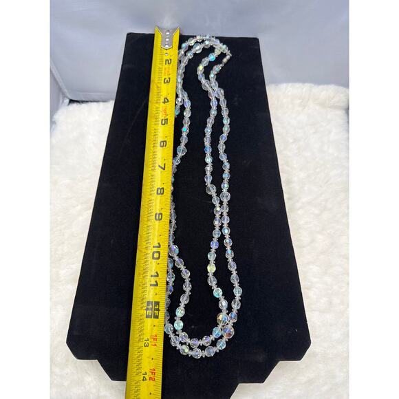 Vintage NWT Czech Aurora Borealis Crystal Necklace – 20  Vintage AB Aurora Borealis Crystal Double Strand Bead Necklace Statement Piece